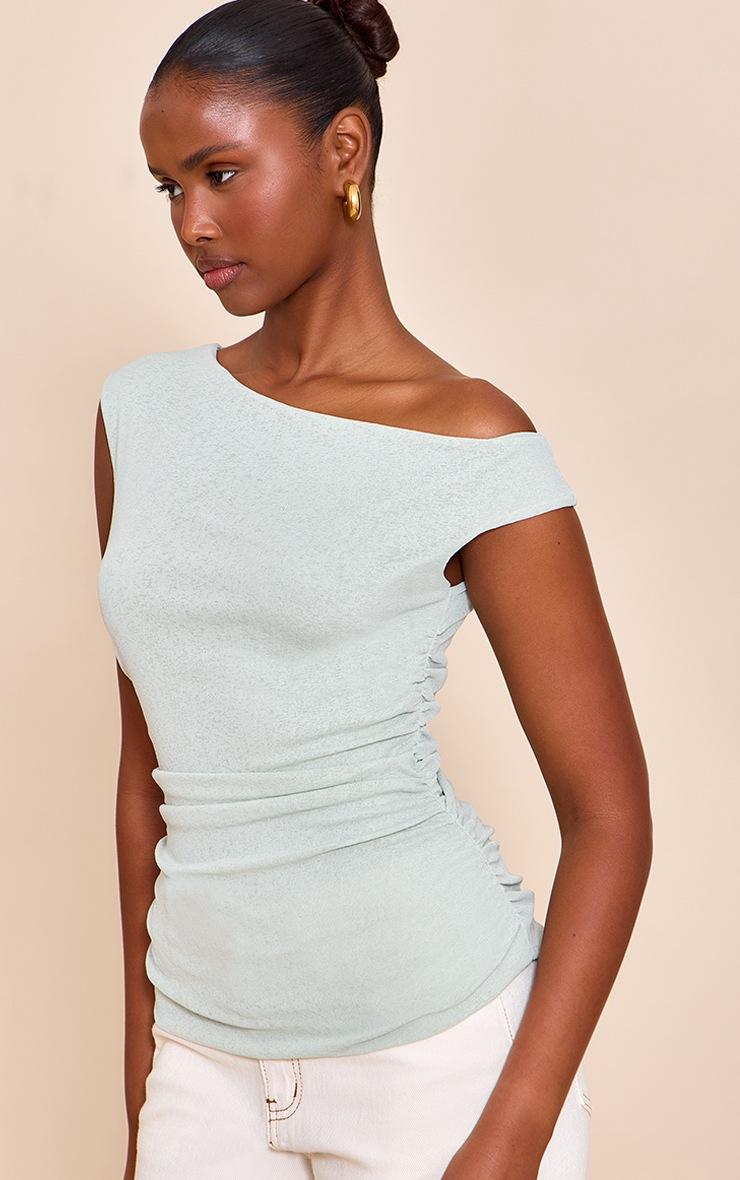 Pretty Little Thing Sage Double Layer Onion Skin Ruched Sleeveless Top