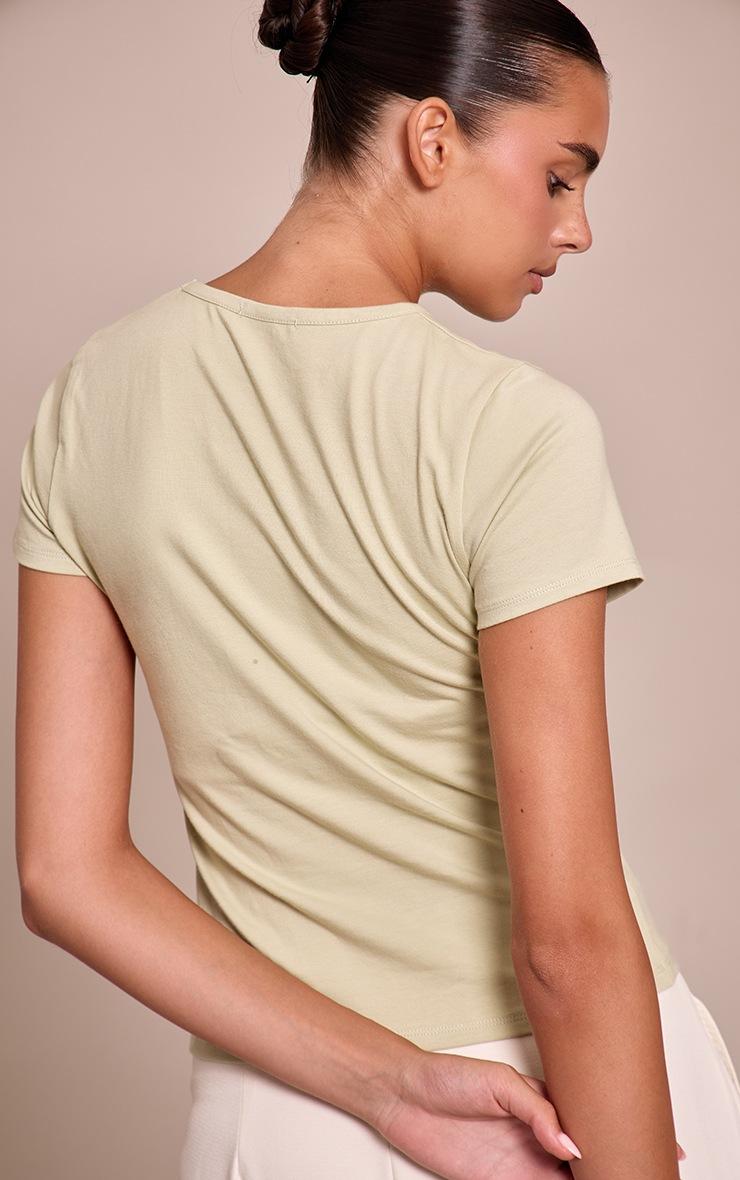 Pretty Little Thing Sage Green Cotton Crew Neck Longline Short Sleeve T-Shirt