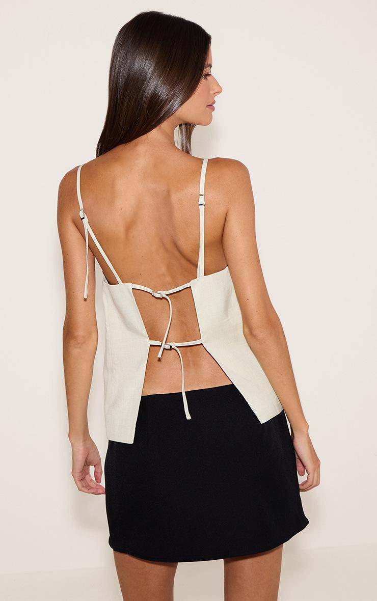 Pretty Little Thing Sage Green Structured Woven Back Strap Detail Cami Top