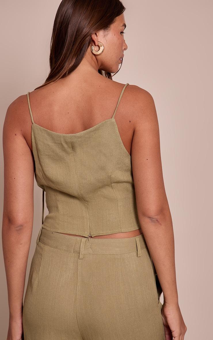 Pretty Little Thing Sage Green Textured Strap Detail Top