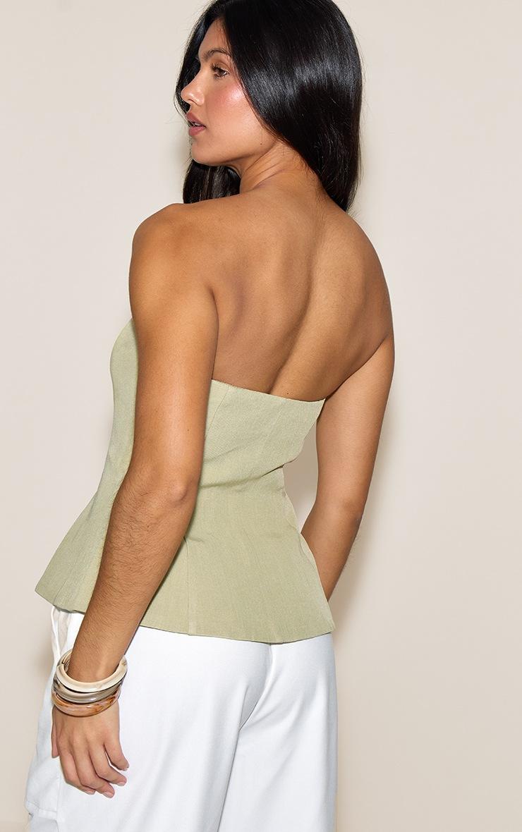 Pretty Little Thing Sage Green Woven Structured Bandeau Vest