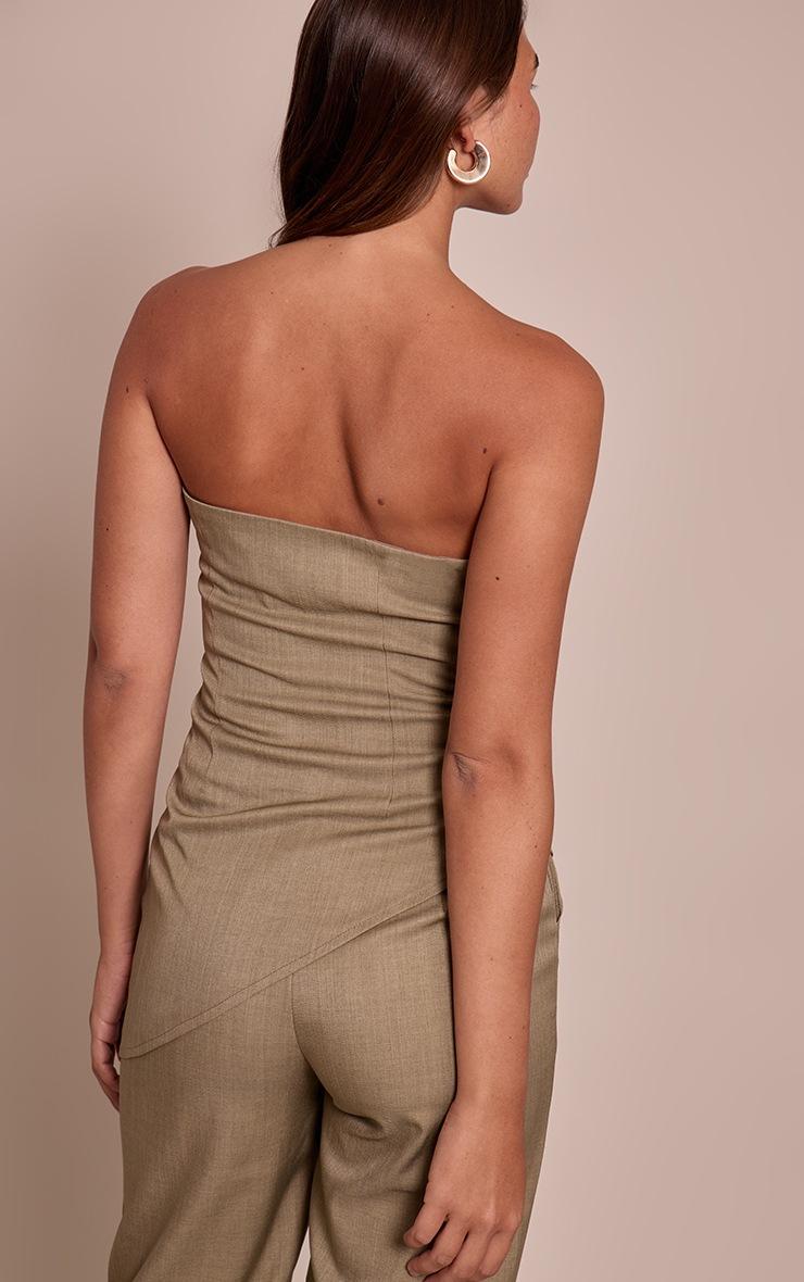 Pretty Little Thing Sage Khaki Tailored Woven Bandeau Top