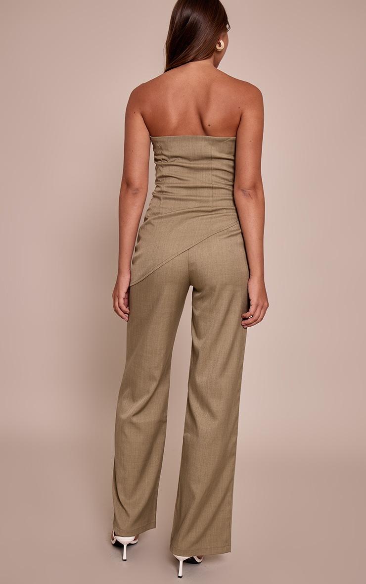 Pretty Little Thing Sage Khaki Tailored Woven Wide Leg Pants