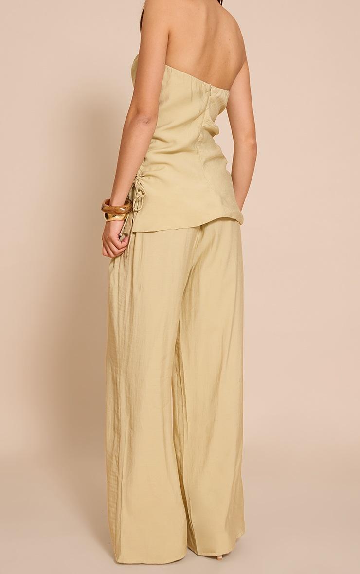 Pretty Little Thing Sage Khaki Woven Straight Leg Pant