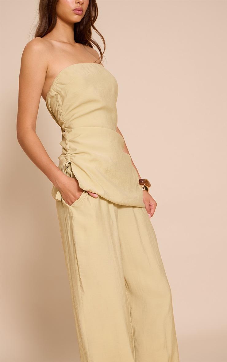 Pretty Little Thing Sage Khaki Woven Straight Leg Pant