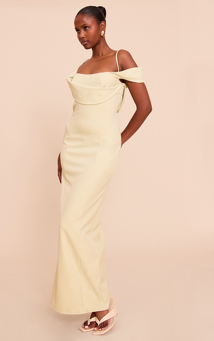 Pretty Little Thing Sage Woven Square Neck Maxi Dress