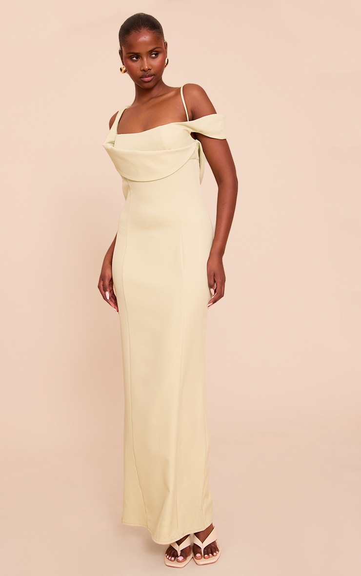 Pretty Little Thing Sage Woven Square Neck Maxi Dress