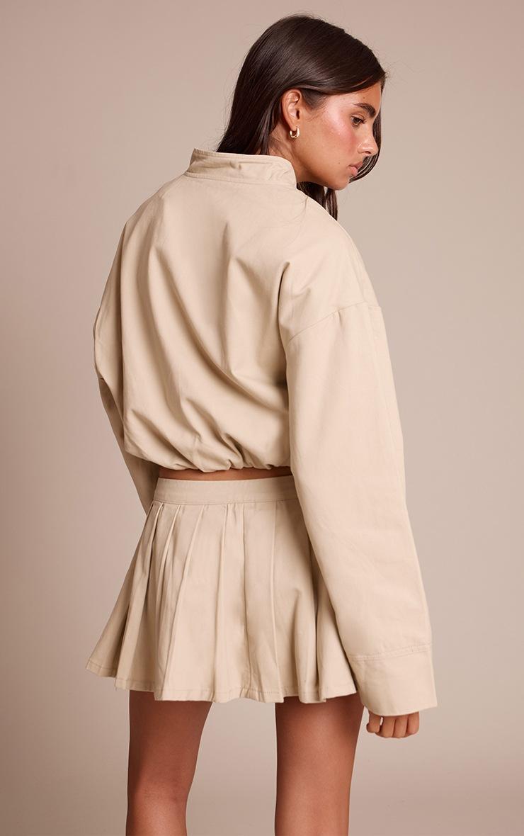 Pretty Little Thing Sand Bubble Hem Denim Cropped Bomber Jacket