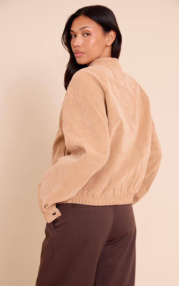 Pretty Little Thing Sand Faux Suede Racer Neck Jacket