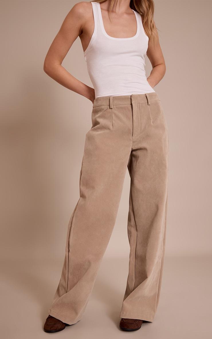 Pretty Little Thing Sand Faux Suede Straight Leg Pants
