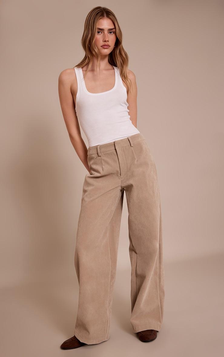 Pretty Little Thing Sand Faux Suede Straight Leg Pants