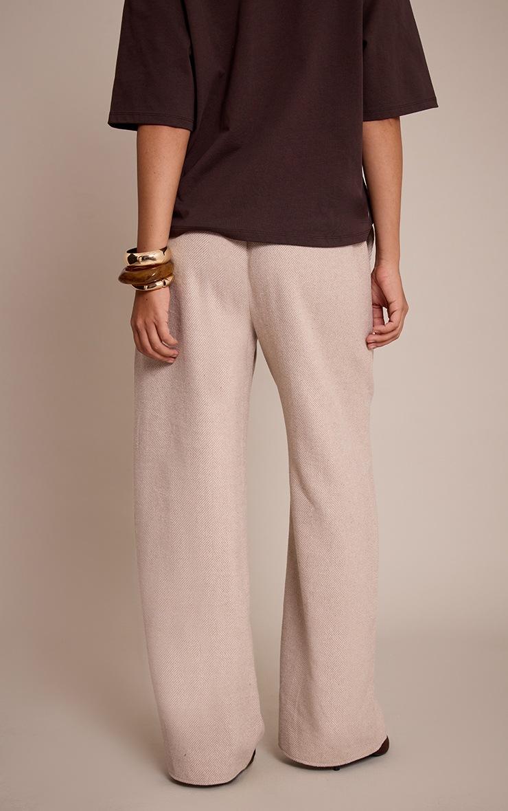 Pretty Little Thing Sand Herringbone Brushed Drawstring Low Rise Pants