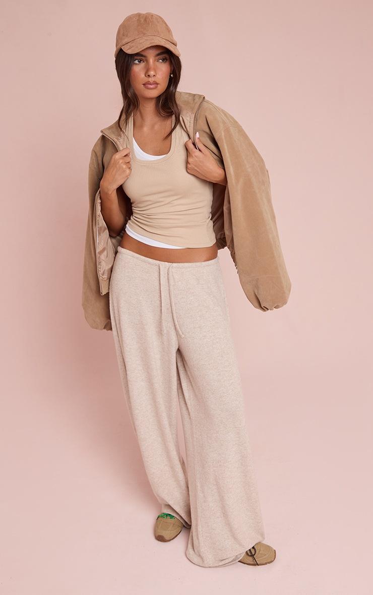 Pretty Little Thing Sand Marl Soft Knit Drawstring Pants