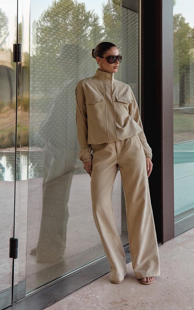 Pretty Little Thing Sand Peach Skin Straight Leg Pant