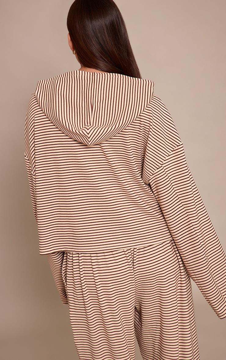 Pretty Little Thing Sand Striped Soft Fleece Zip Up Hoodie
