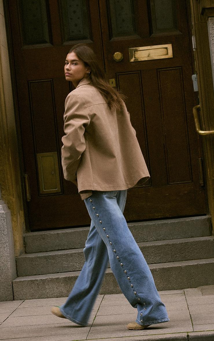 Pretty Little Thing Sand Suede Button Detail Jacket