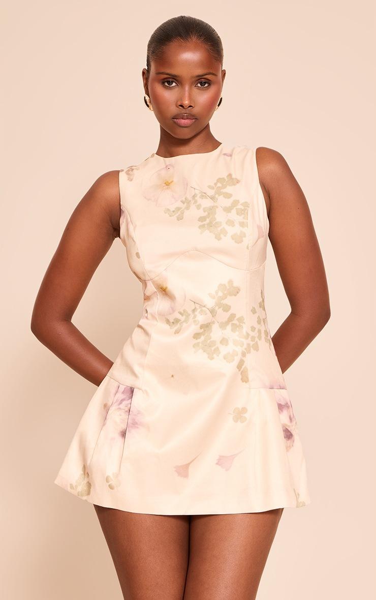 Pretty Little Thing Satin Floral Floaty Skort Romper