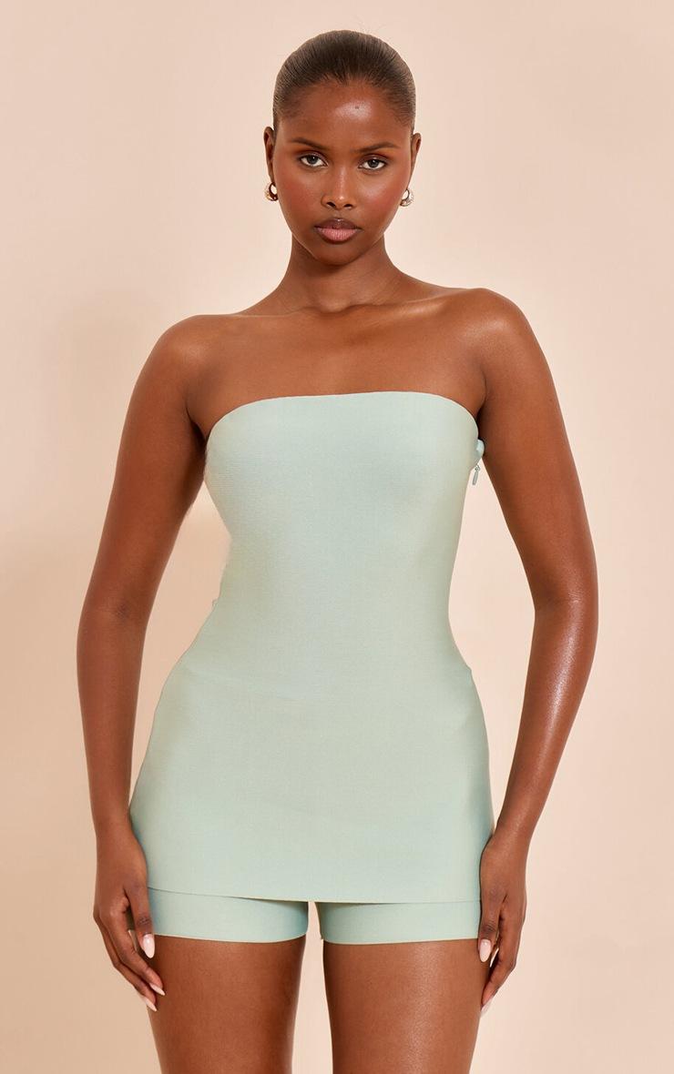 Pretty Little Thing Sea Green Tailored Bandage Bandeau Top