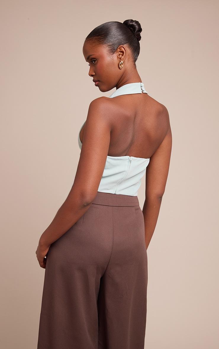 Pretty Little Thing Seafoam Woven Halterneck Cowl Long Top