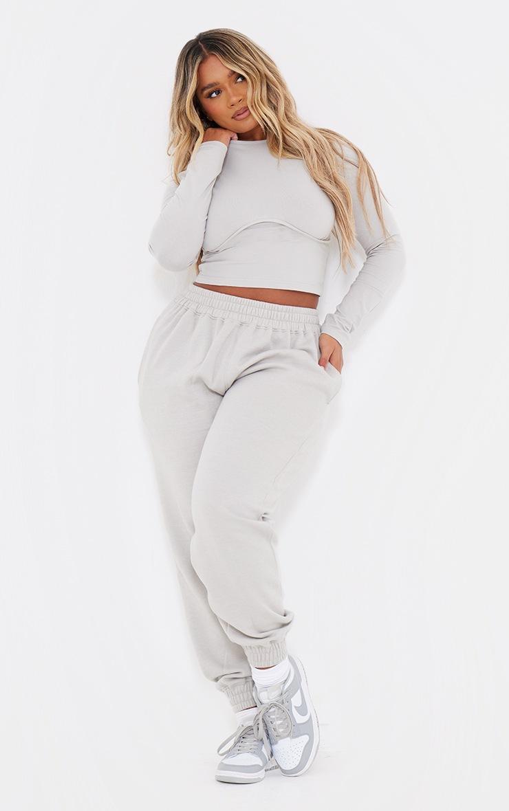 Pretty Little Thing Shape Ash Grey High Waisted Cuffed Sweatpants