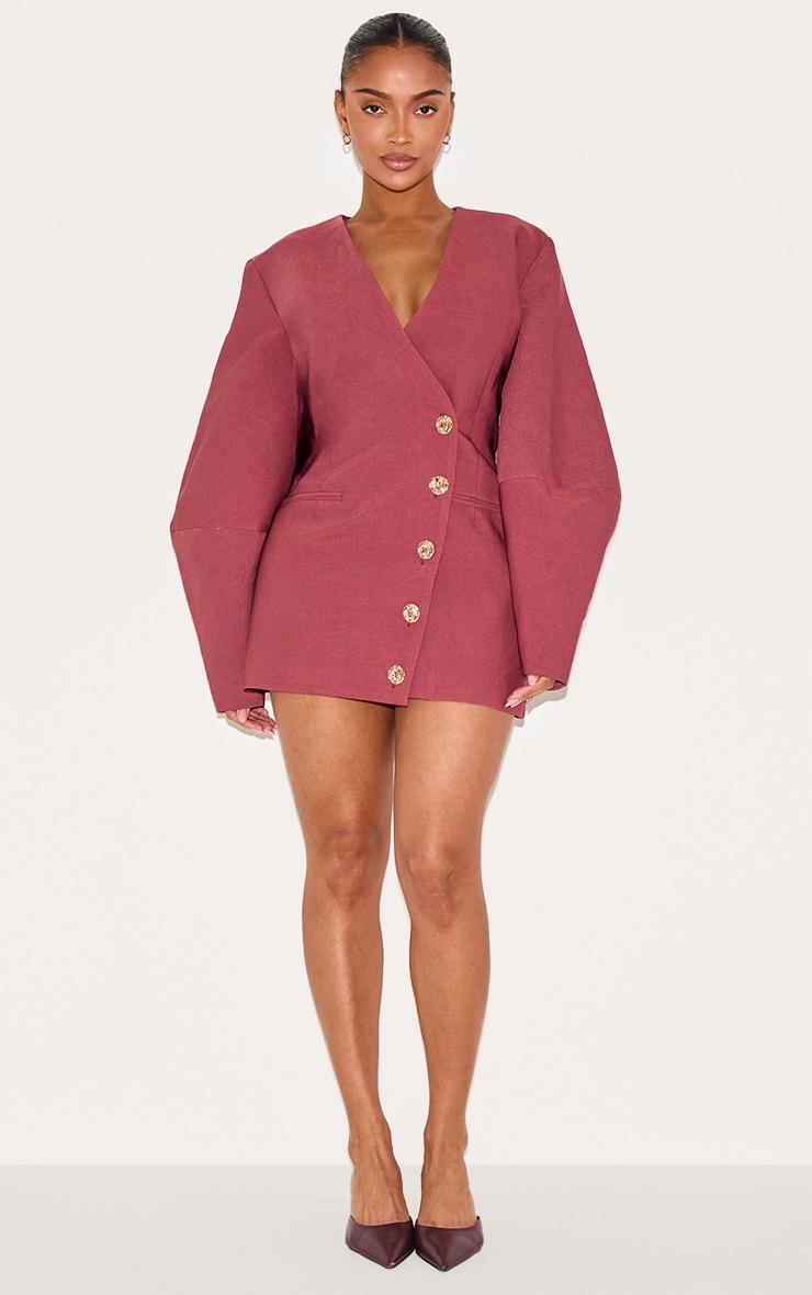Pretty Little Thing Shape Berry Premium Tailored Cocoon Sleeve A Line Blazer Dress