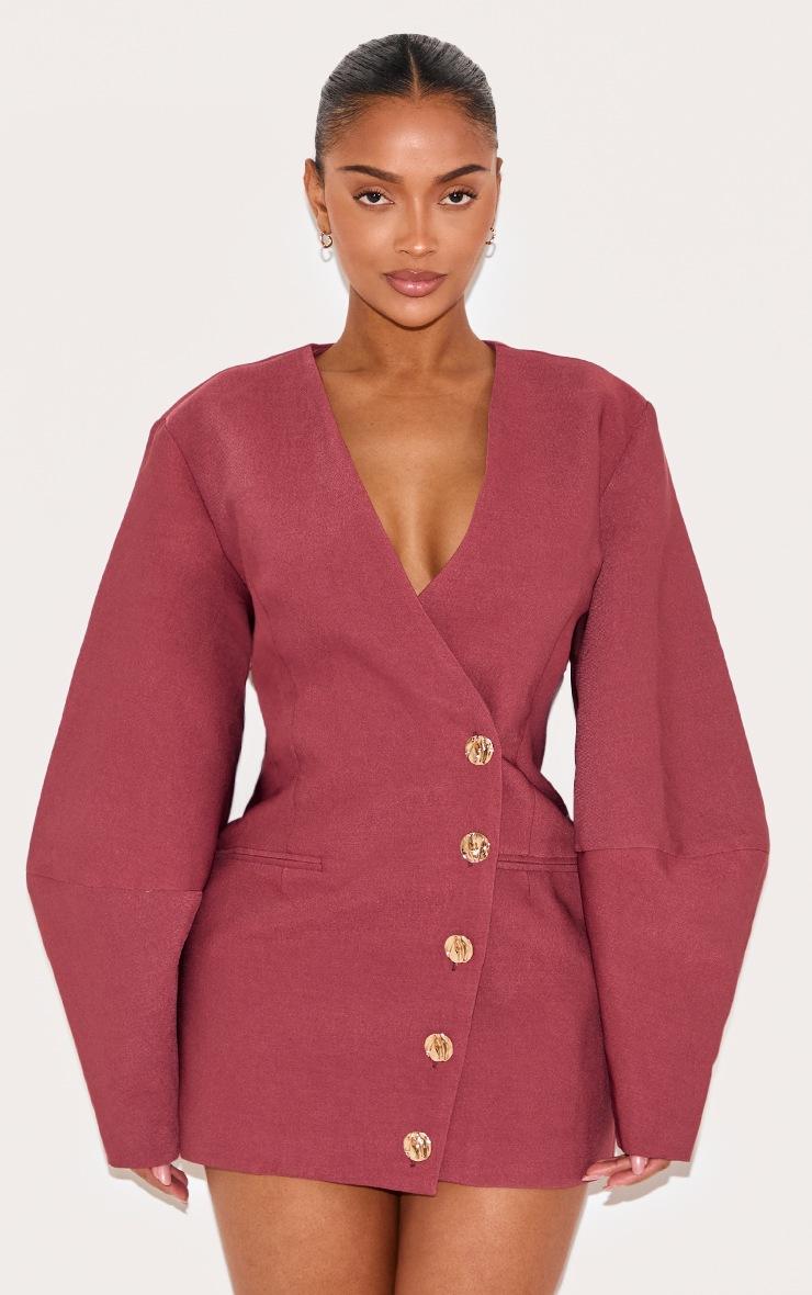 Pretty Little Thing Shape Berry Premium Tailored Cocoon Sleeve A Line Blazer Dress