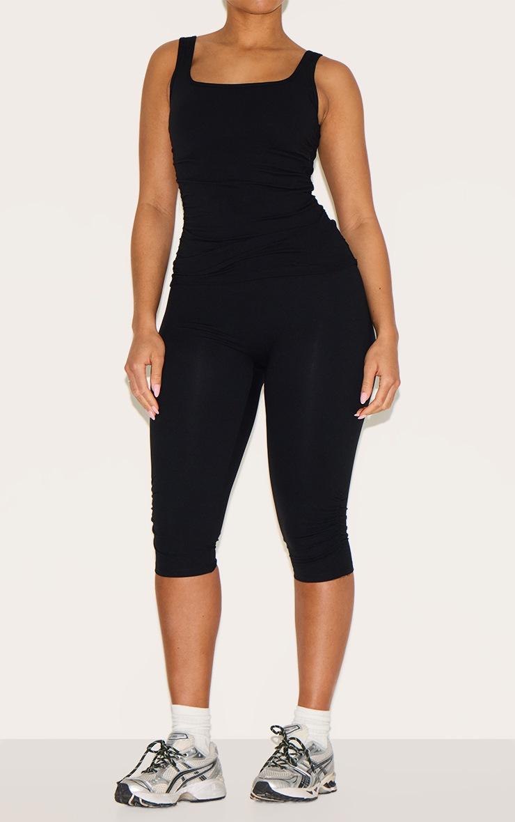 Pretty Little Thing Shape Black Active Ruched Side High Waisted Capri Pants
