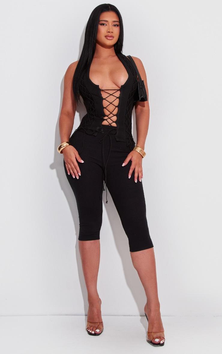 Pretty Little Thing Shape Black Bandage Lace Up Corset Top