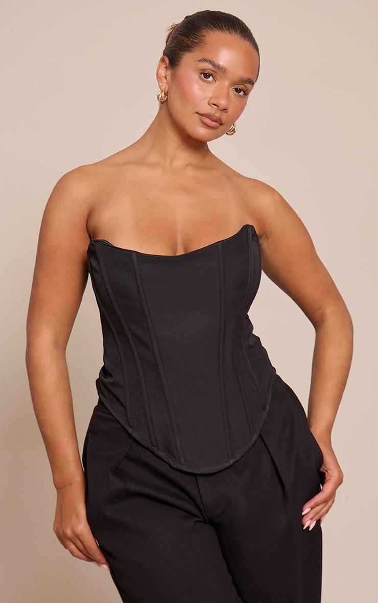 Pretty Little Thing Shape Black Bandeau Longline Corset Top