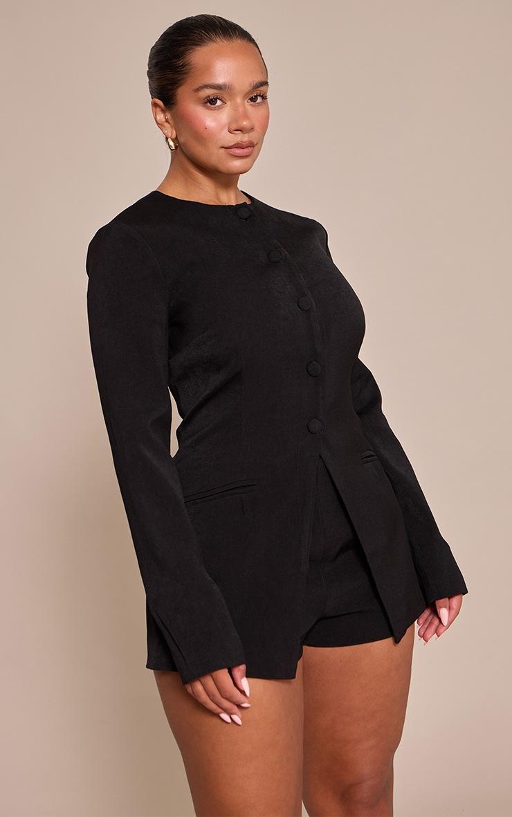 Pretty Little Thing Shape Black Button Front Blazer Romper