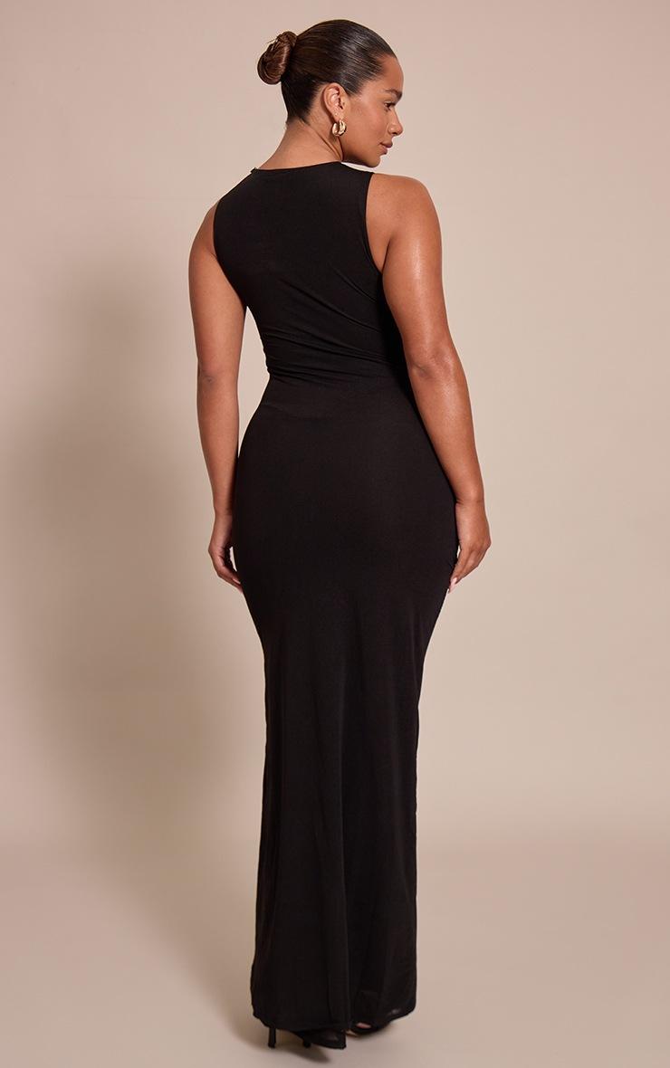 Pretty Little Thing Shape Black Chiffon Cutout Ruched Maxi Dress