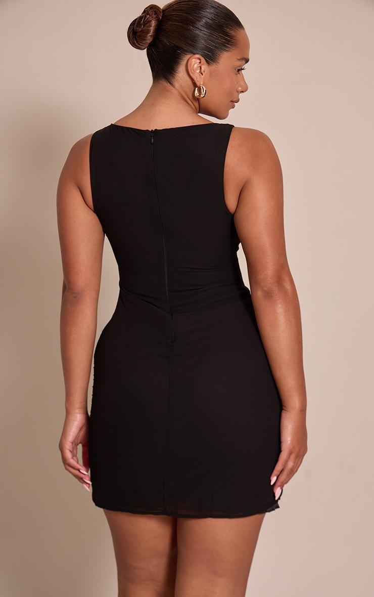 Pretty Little Thing Shape Black Chiffon Plunge Front Mini Dress