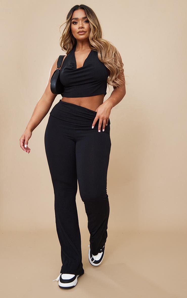 Pretty Little Thing Shape Black Contour Jersey Cowl Neck Crop Top