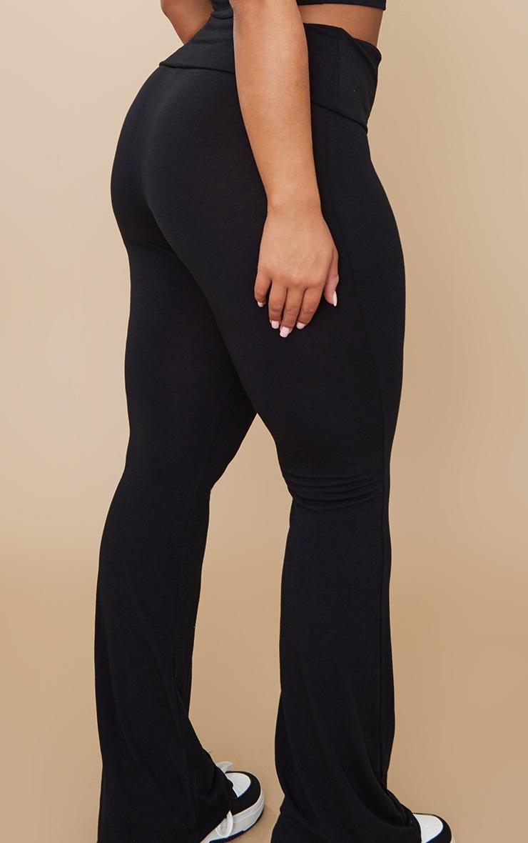 Pretty Little Thing Shape Black Contour Jersey Foldover Waist Flare Pants