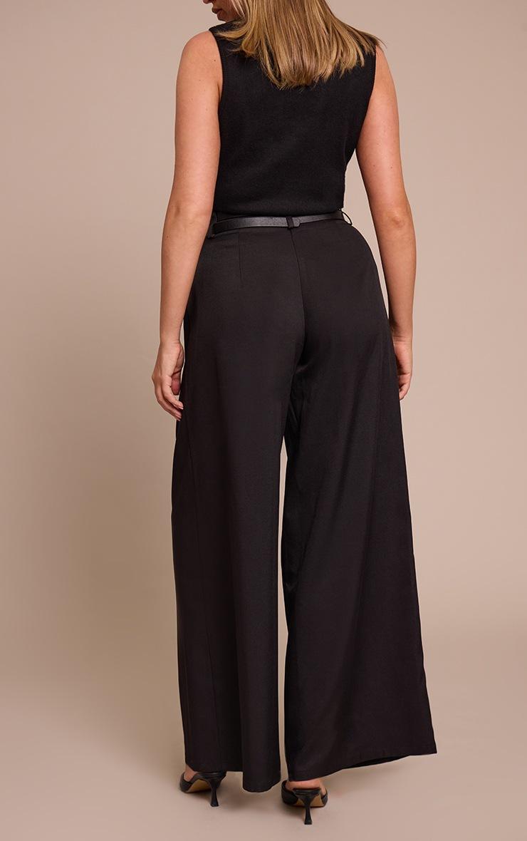 Pretty Little Thing Shape Black Double Belted Tailored Wide Leg Pant