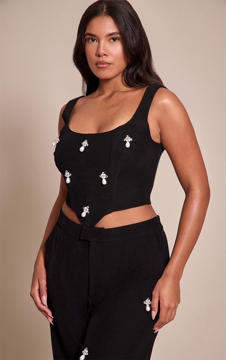 Pretty Little Thing Shape Black Embellished Corset Top