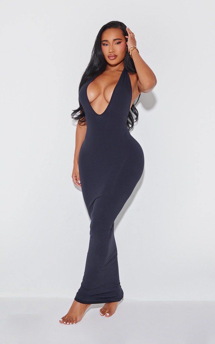 Pretty Little Thing Shape Black Halter Neck Sculpt Dress
