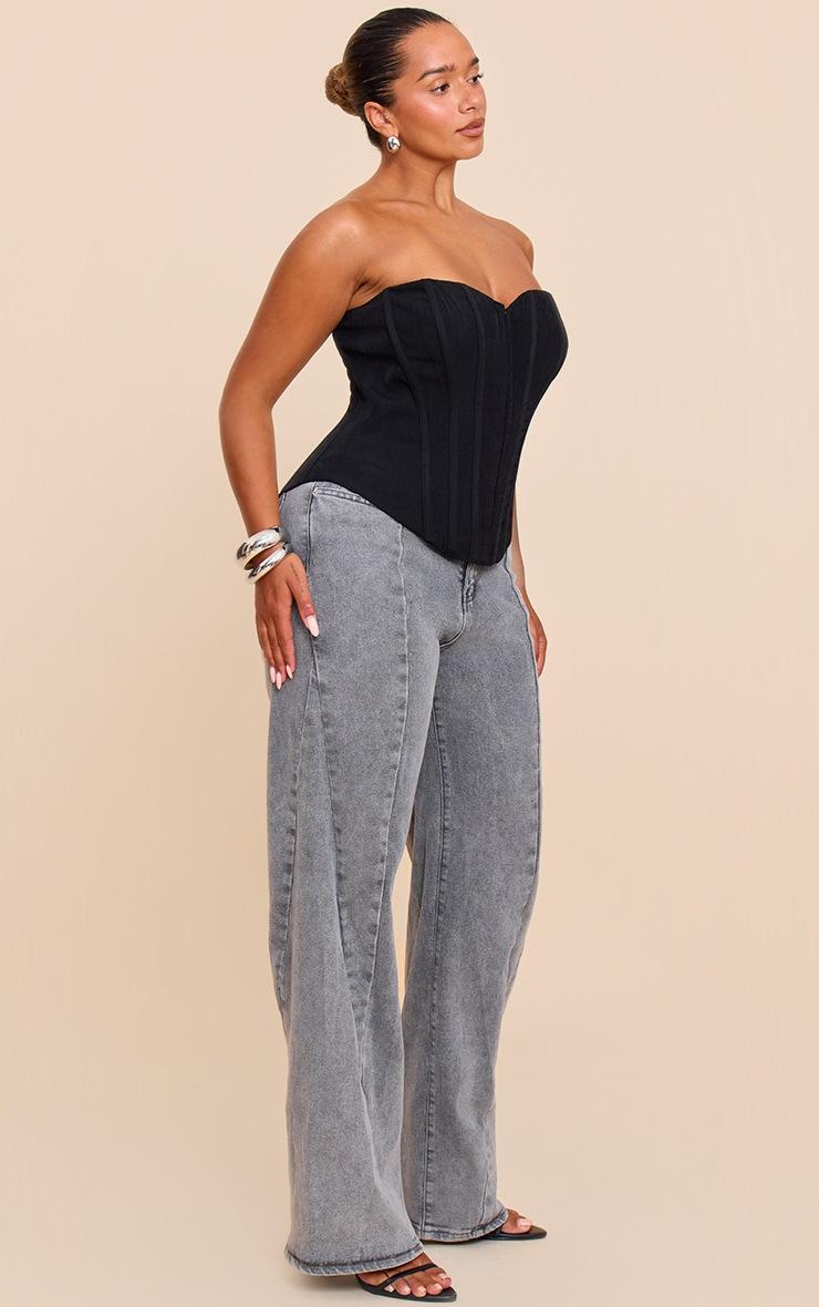 Pretty Little Thing Shape Black Hook & Eye Front Boned Corset Top