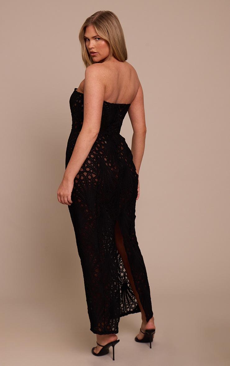 Pretty Little Thing Shape Black Lace Bandeau Corset Maxi Dress