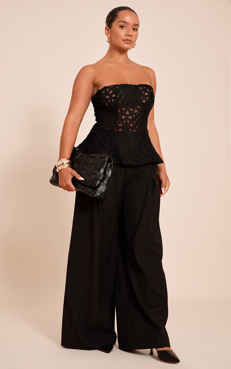 Pretty Little Thing Shape Black Lace Bandeau Peplum Corset
