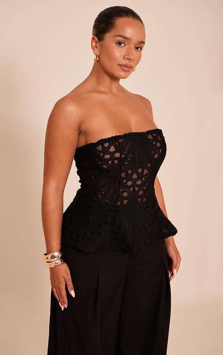 Pretty Little Thing Shape Black Lace Bandeau Peplum Corset