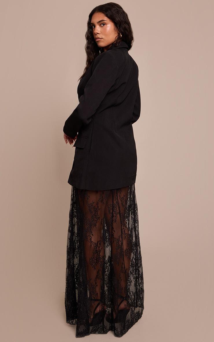 Pretty Little Thing Shape Black Lace Hem Blazer Dress