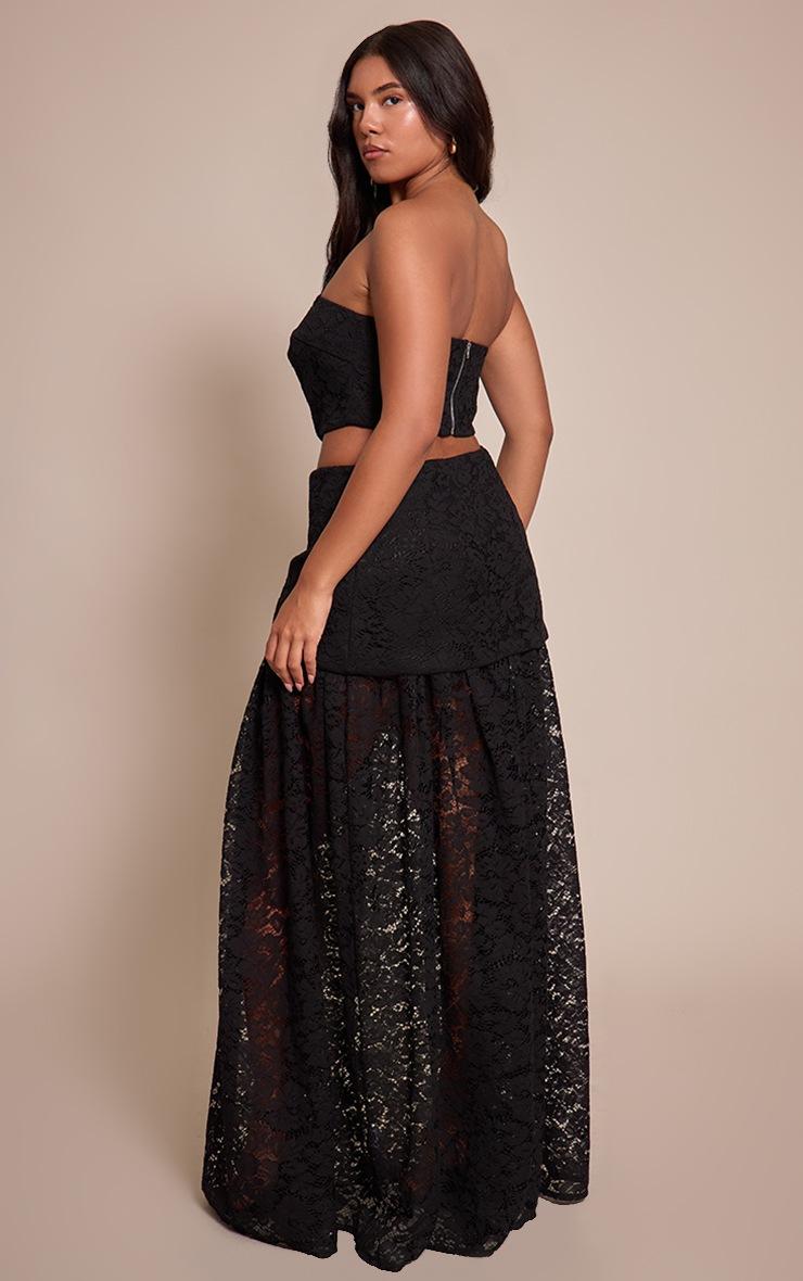 Pretty Little Thing Shape Black Lace Layered Hem Maxi Skirt