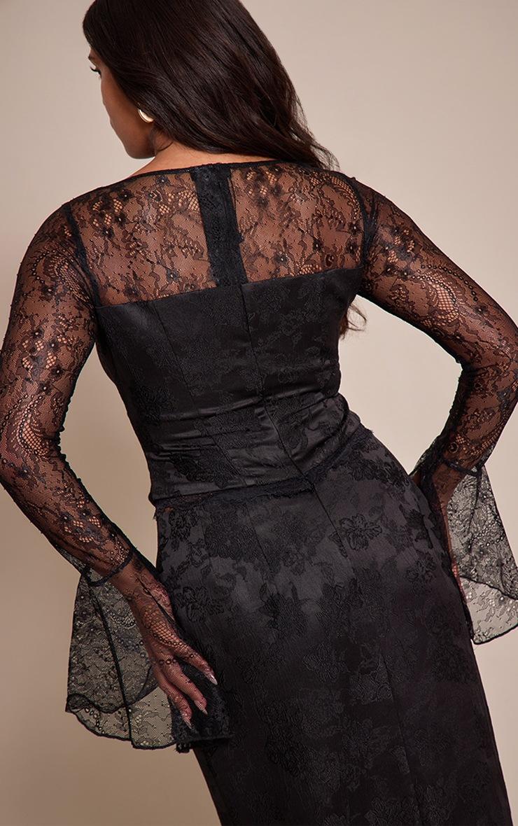 Pretty Little Thing Shape Black Lace Sleeve Corset Top
