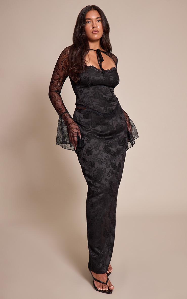 Pretty Little Thing Shape Black Lace Sleeve Corset Top