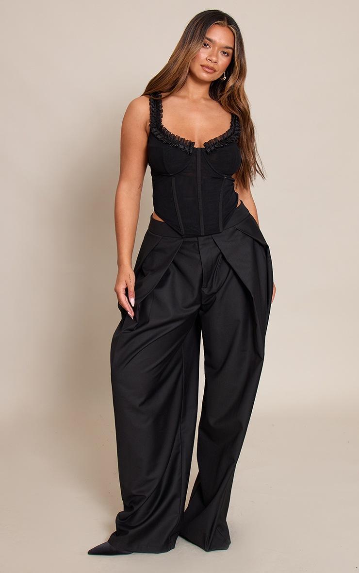 Pretty Little Thing Shape Black Organza Frill Edge Corset