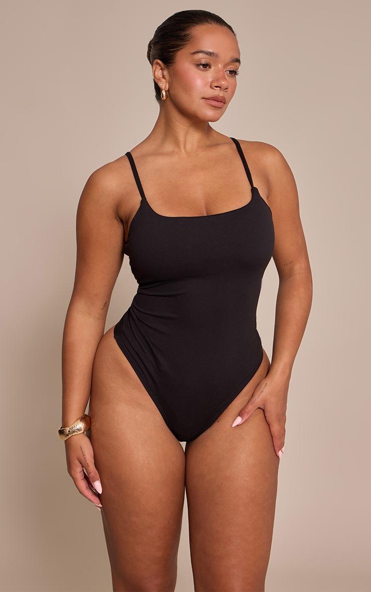 Pretty Little Thing Shape Black Sculpt Built In Bra Strappy Bodysuit