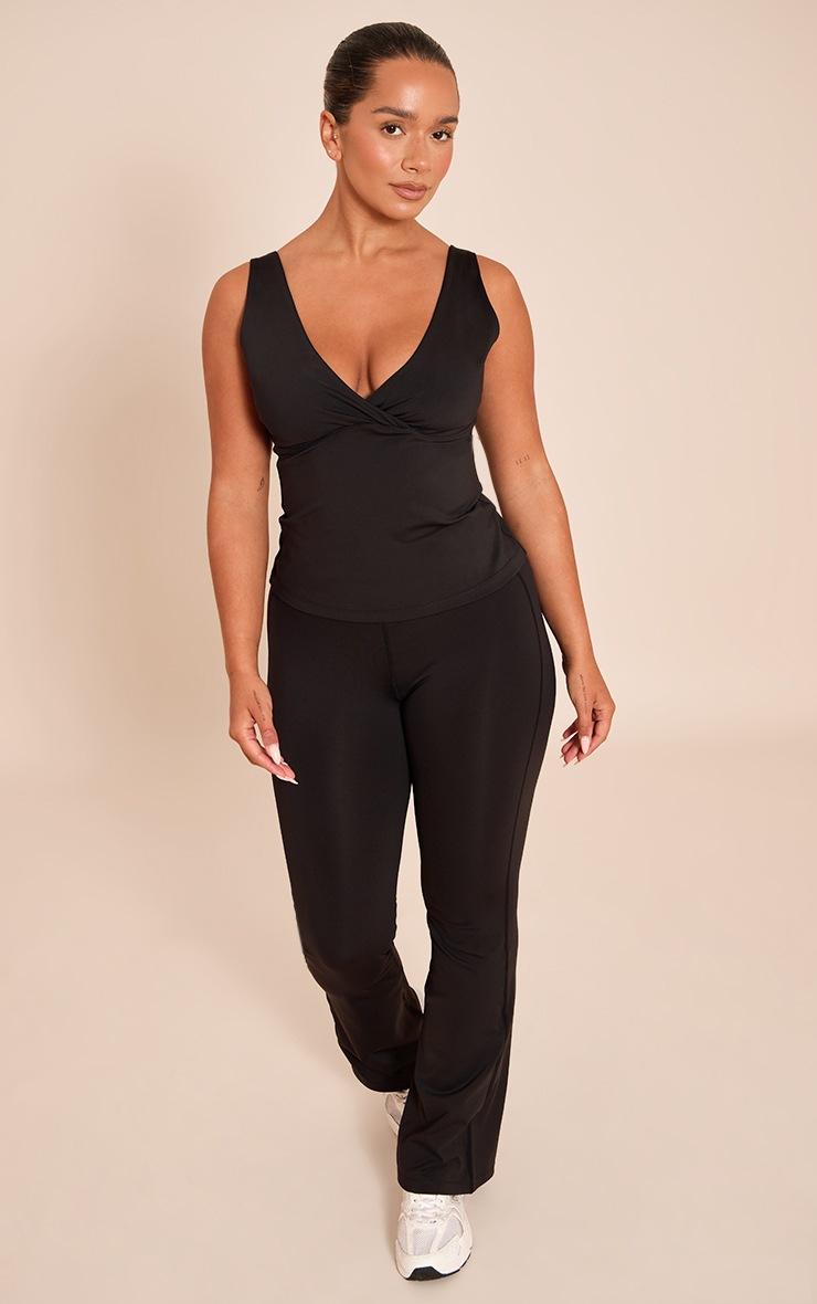 Pretty Little Thing Shape Black Sculpt Longline Wrap Front Top
