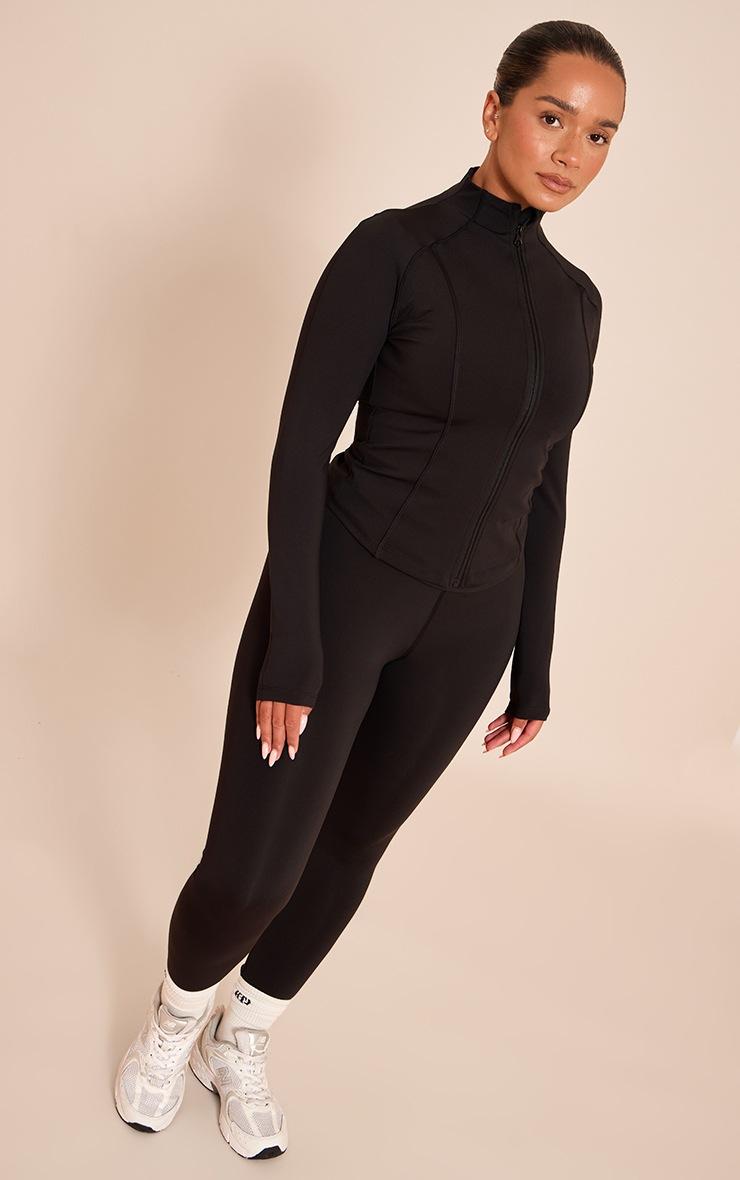 Pretty Little Thing Shape Black Sculpt Seam Detail Long Sleeve Zip Front Jacket