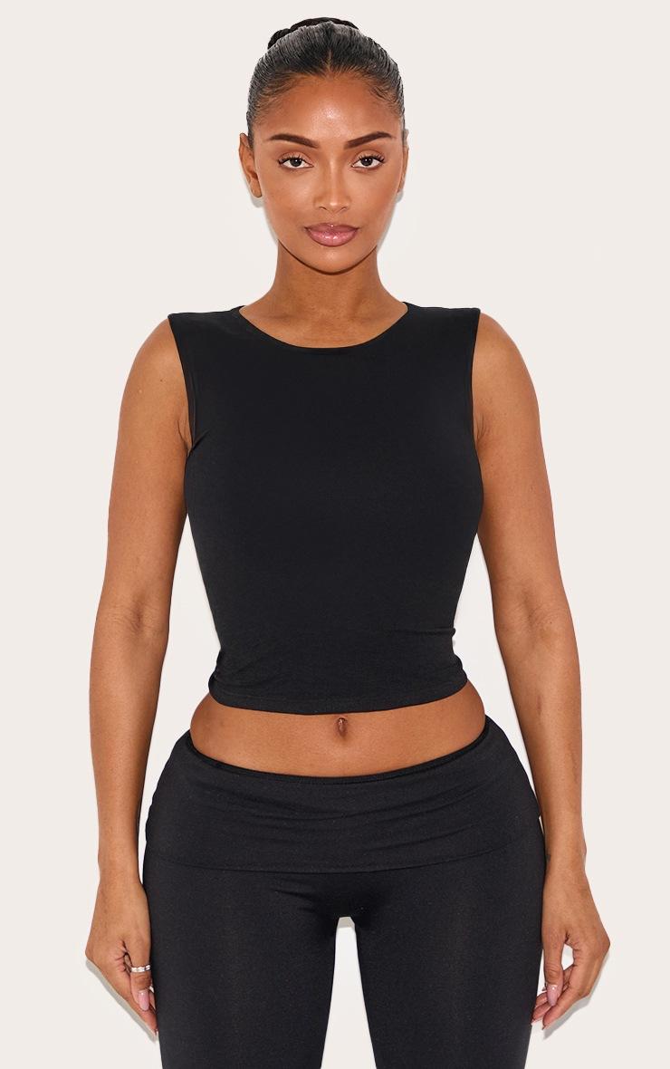 Pretty Little Thing Shape Black Sculpted Longline Racer Top